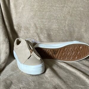 Beige Zip-Up Women's Sneakers